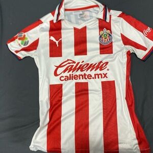 Chivas Puma Red and White Striped Soccer Jersey